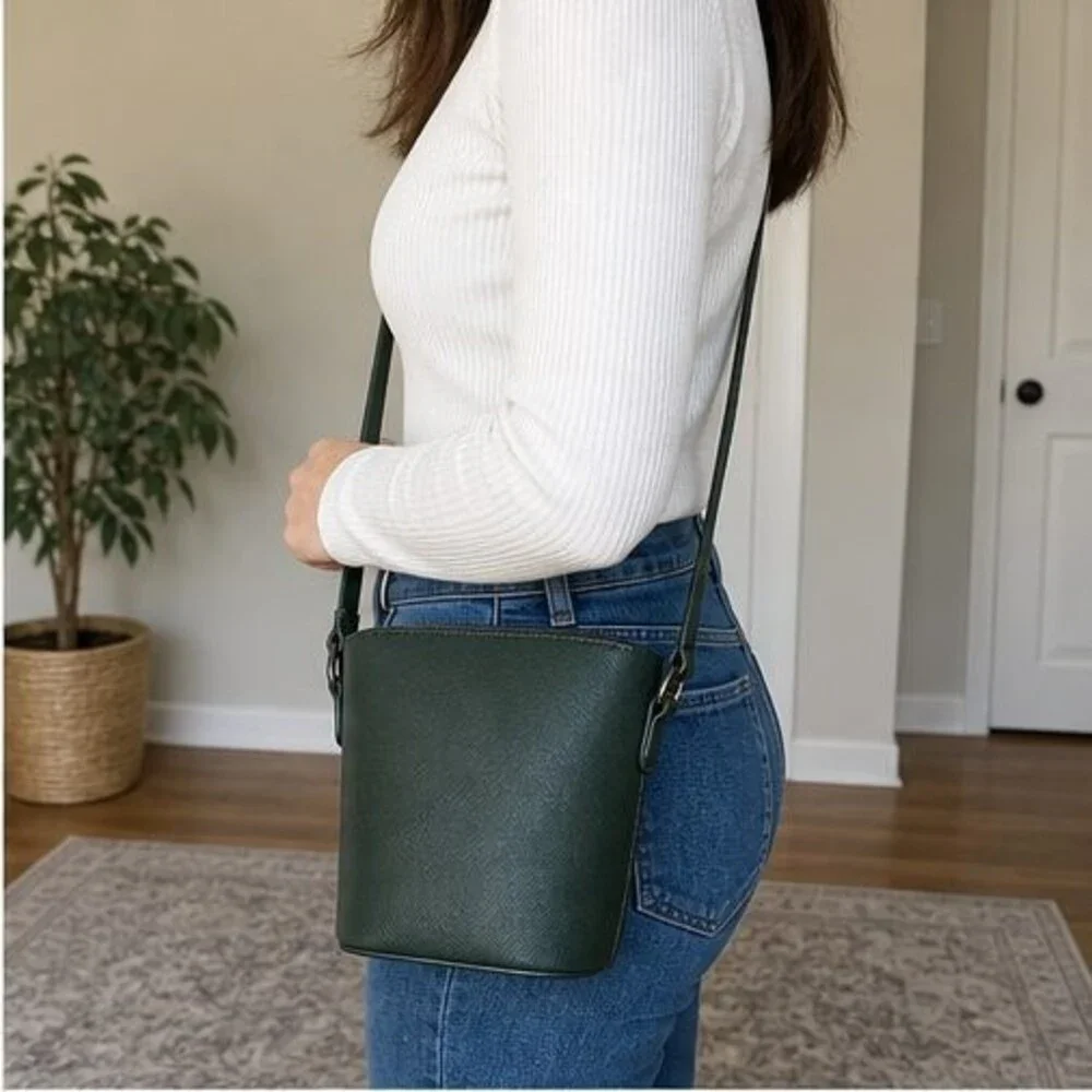 Cognac Saffiano Crossbody Bag